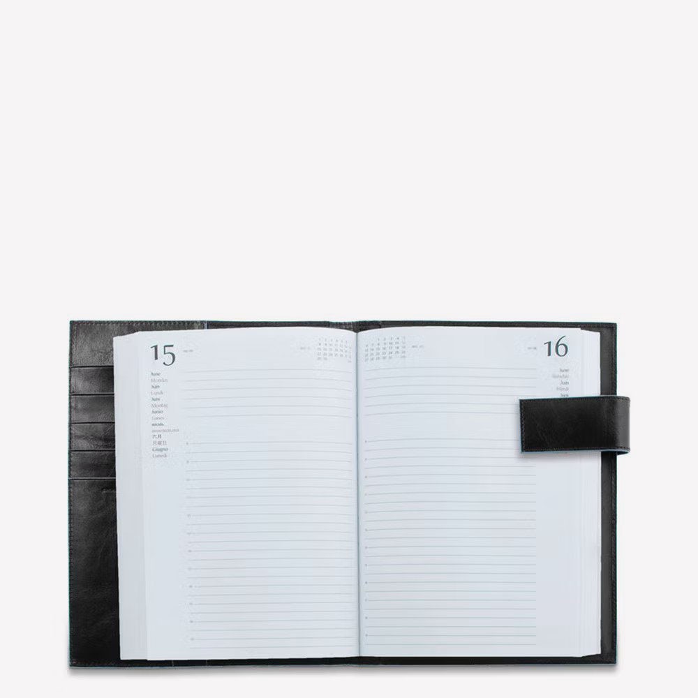 Piquadro Blue Square Agenda Tageskalender Leder Braun Stift