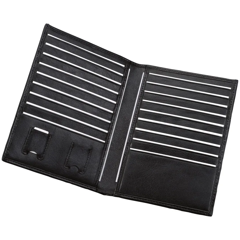 Lightpak Kreditkartenetui Schwarz Leder 18 Fächer
