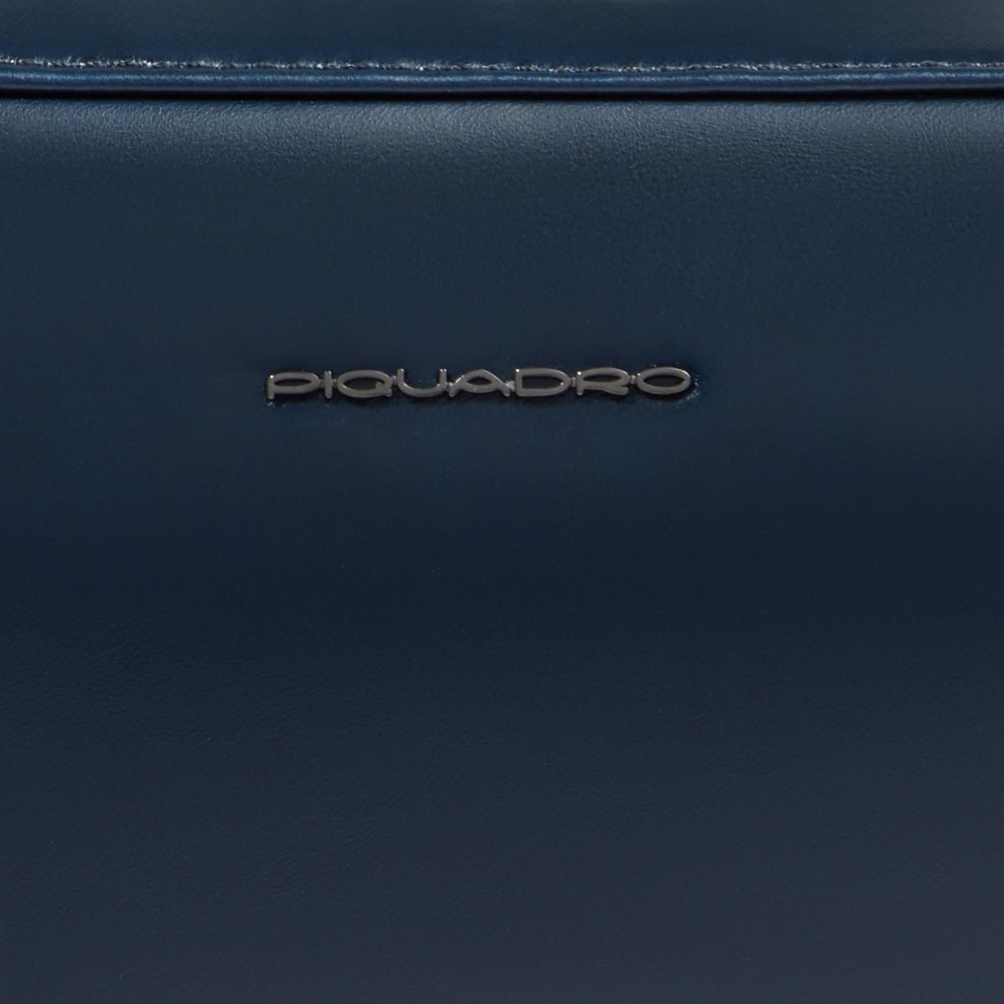 Piquadro Black Square Kabeltasche Leder schwarz