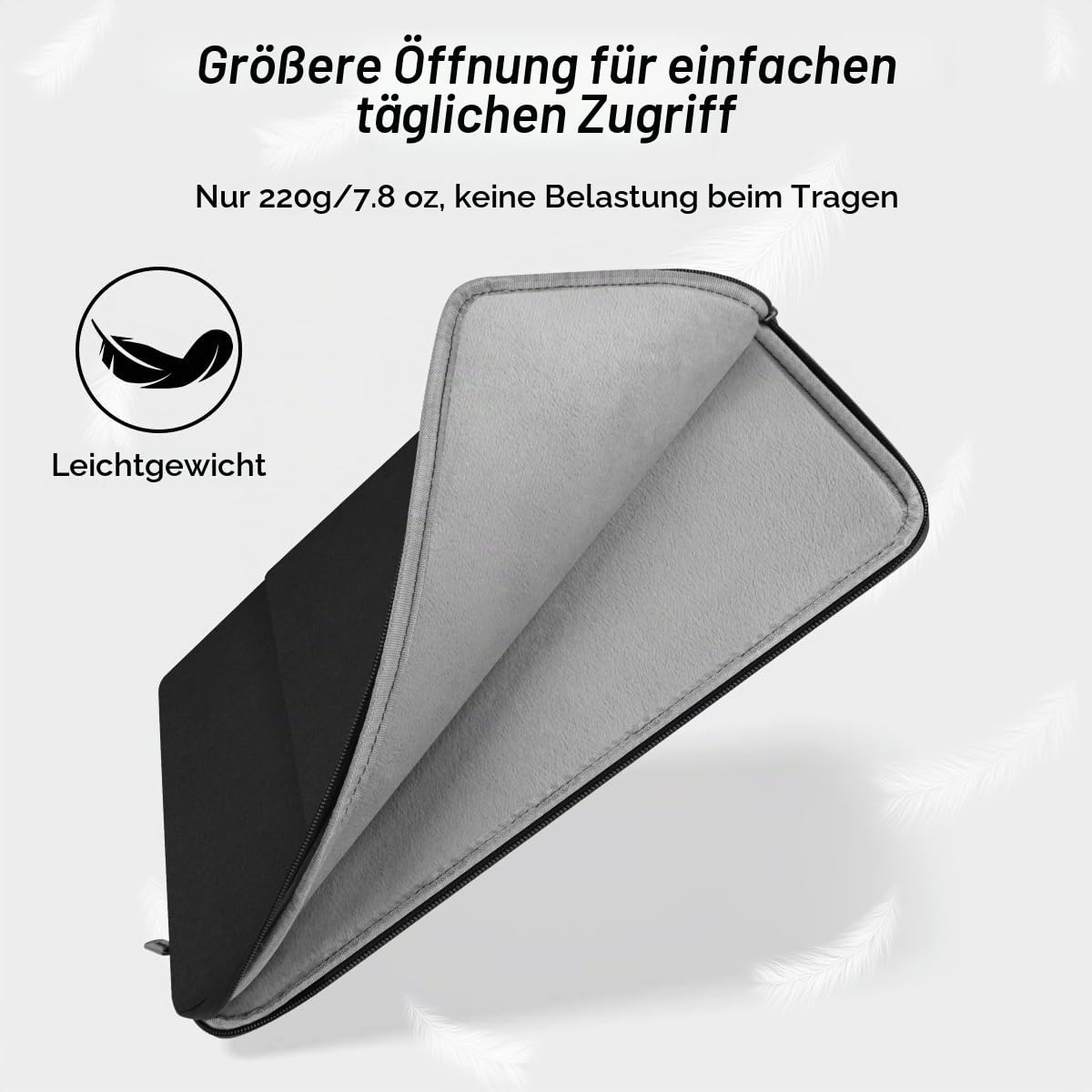 ARVOK Basic Laptophülle 15-15,6 Zoll Schwarz wasserabweisend