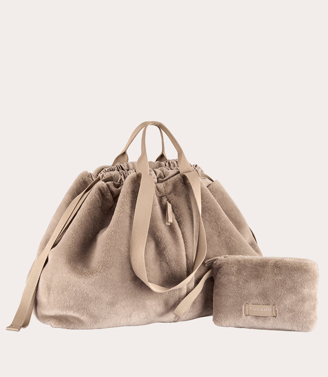 Tucano Carry Fur Large Weekender Hellbraun Kunstfell