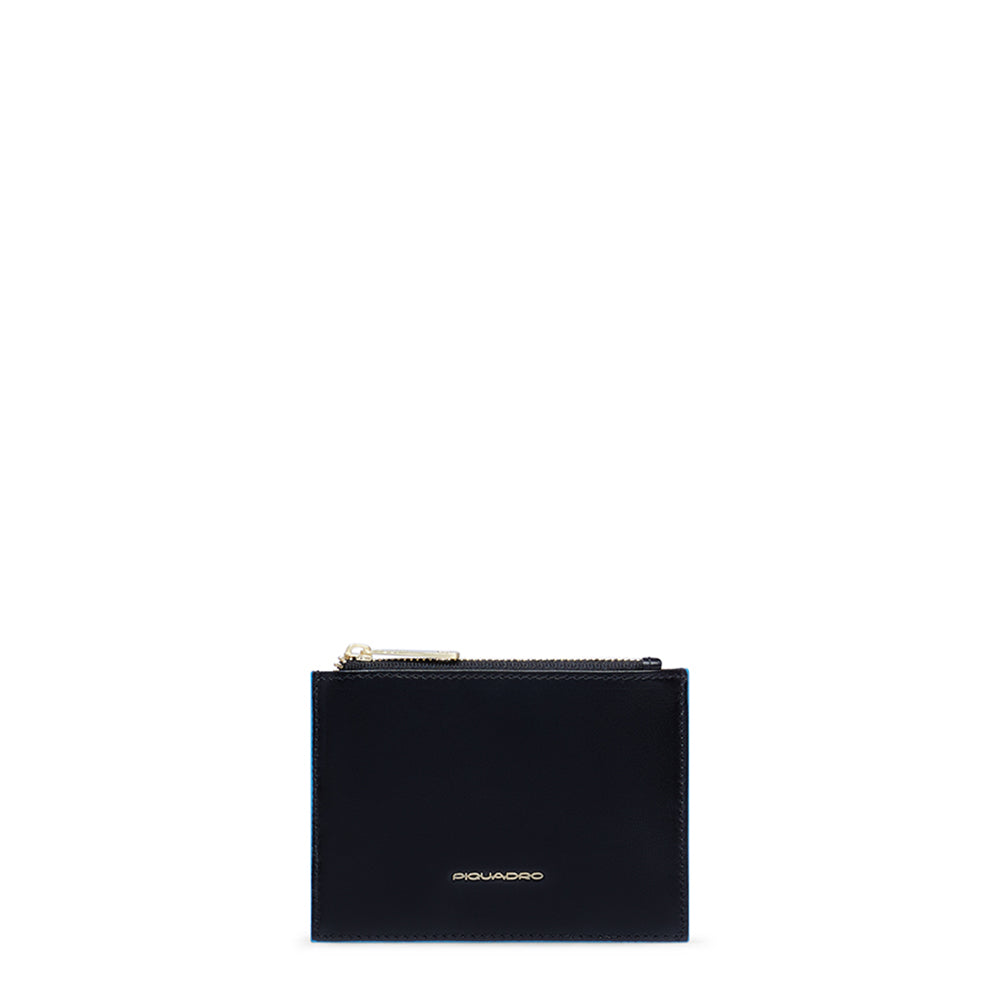 Piquadro Materia Damen Mini Geldbörse Schwarz Leder