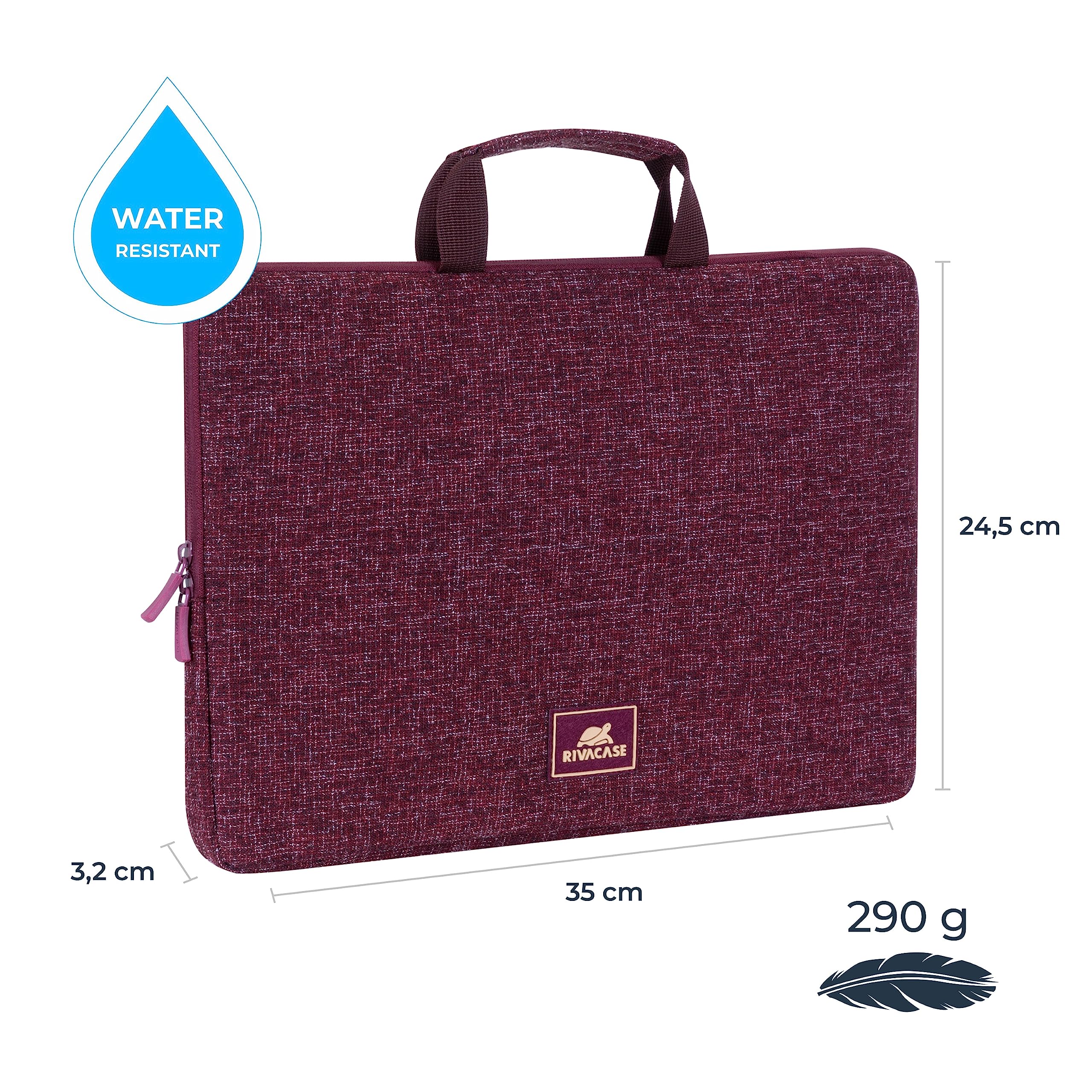 RIVACASE Erebus 14 Zoll Laptophülle Tweed Burgundy Rot Griff