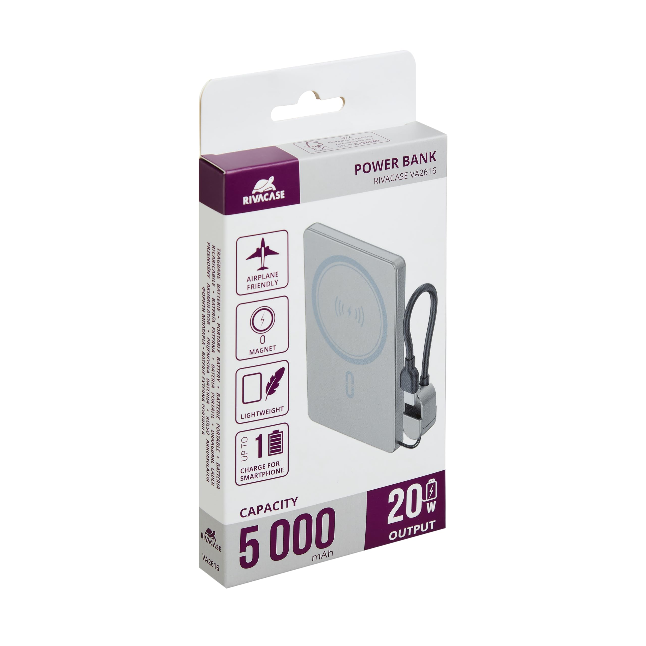 RIVACASE Freedom VA2616 Powerbank 5000 mAh MagSafe 15W