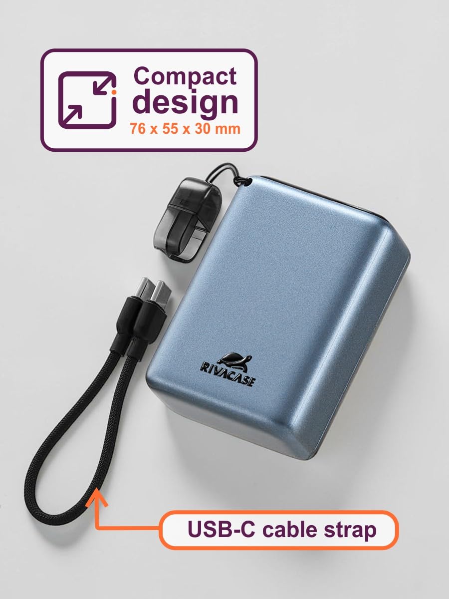 RIVACASE Turbo VA1031 Powerbank 10000 mAh 40W Dunkelgrau