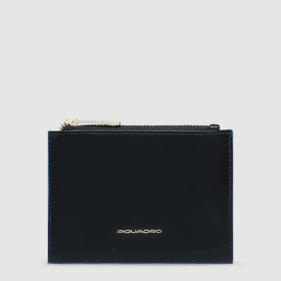 Piquadro Materia Damen Mini Geldbörse Schwarz Leder