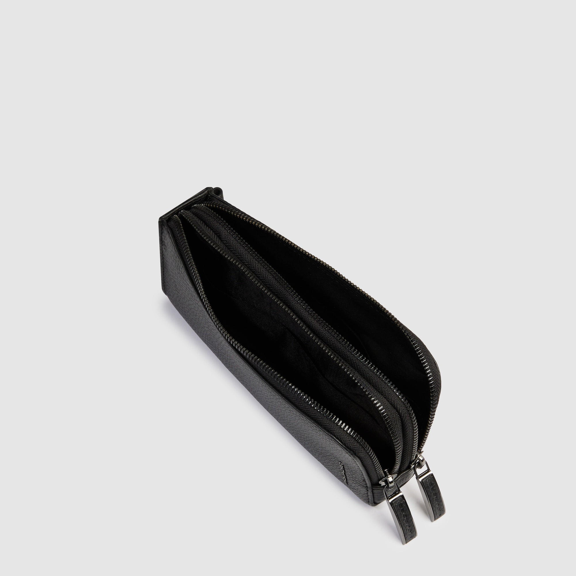 Piquadro Black Square Pochette Herren Schwarz Leder