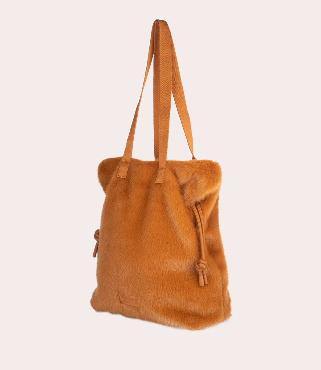 Tucano Nina Fur Shopper Laptoptasche bordeaux Kunstfell