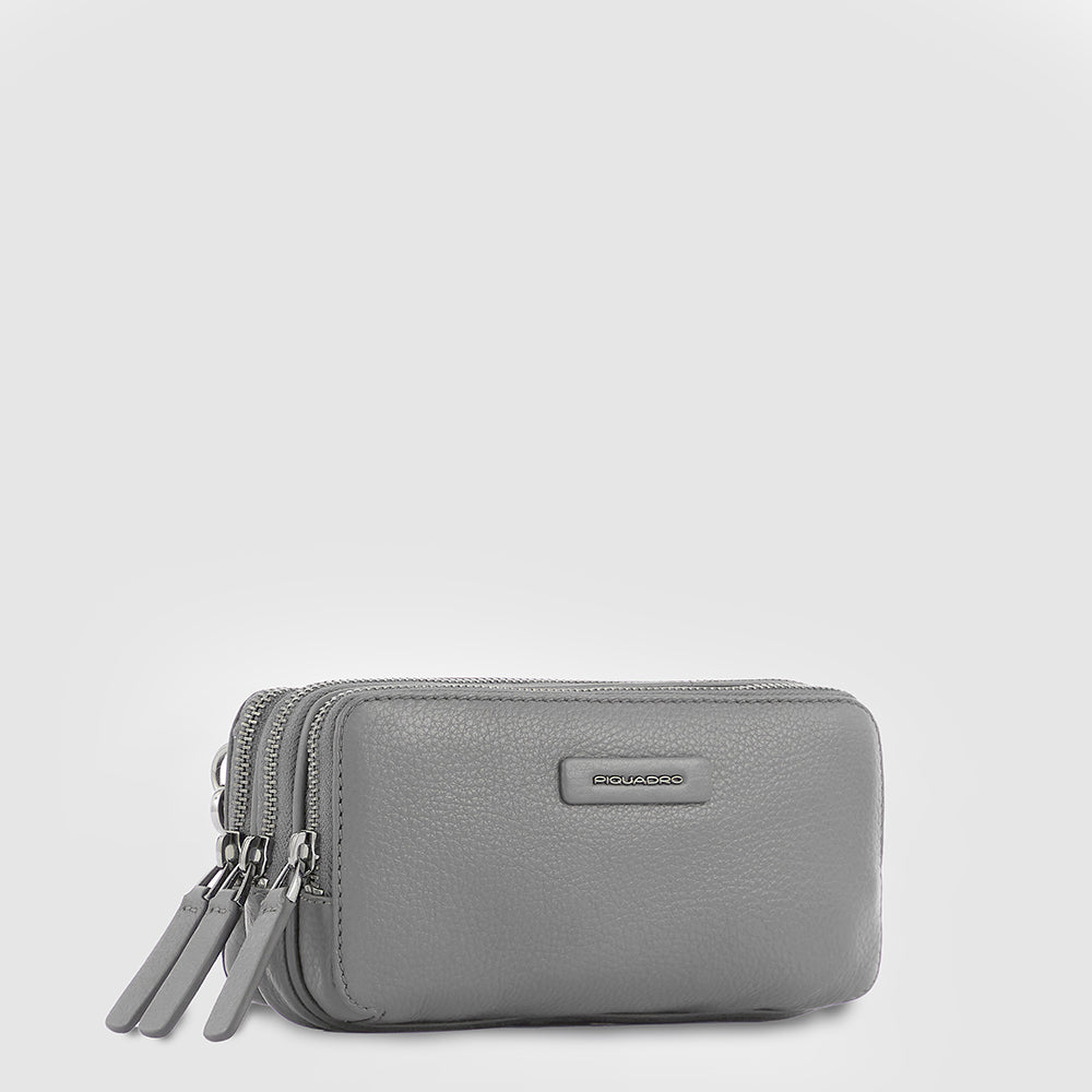 Piquadro Modus Pochette Leder 3 Fächer Schwarz Herren