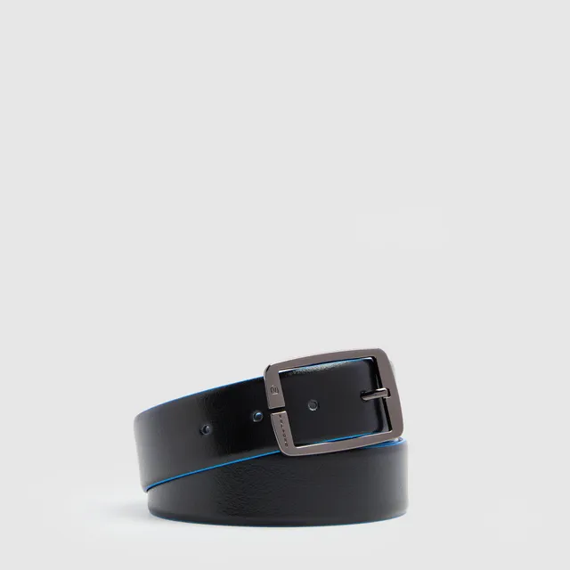 Piquadro Blue Square Gürtel Leder Reversibel Schwarz
