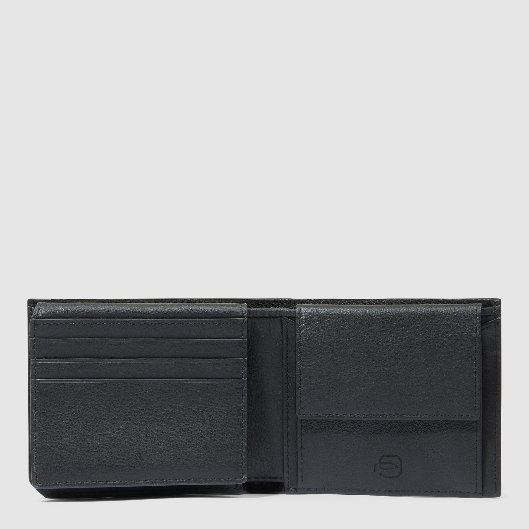 Piquadro Blue Square Geldbörse Herren Schwarz Leder RFID