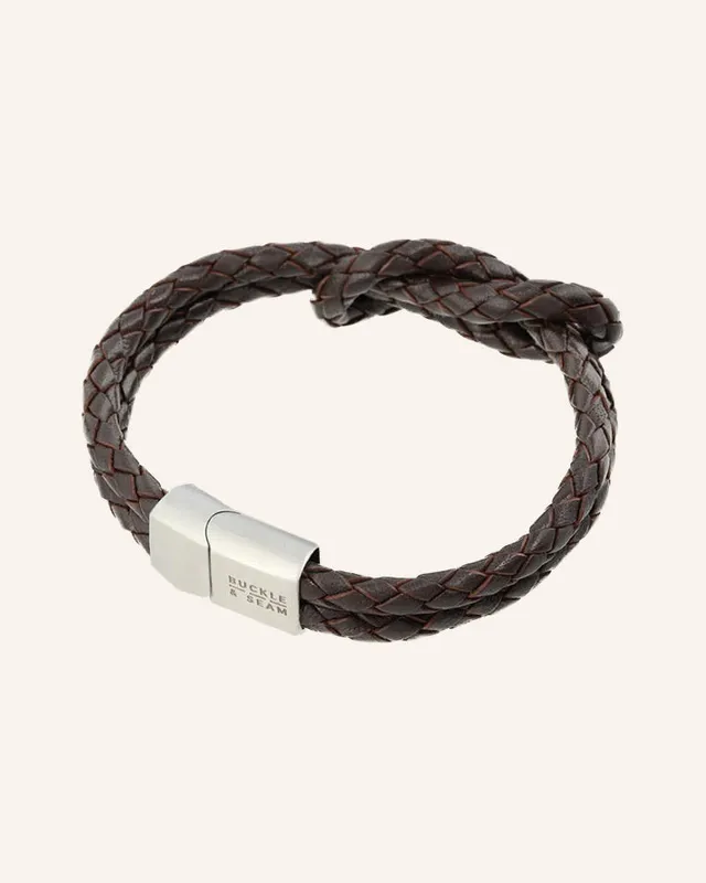 Buckle & Seam Faro Lederarmband M Magnetverschluss braun