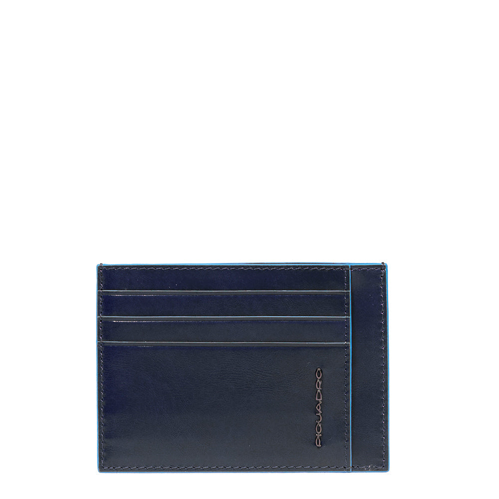 Piquadro Black Square Kartenetui Schwarz Flach Leder RFID