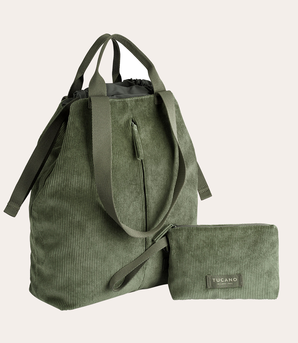 Tucano Carry Corduroy Vertical Shopper Grün Samt