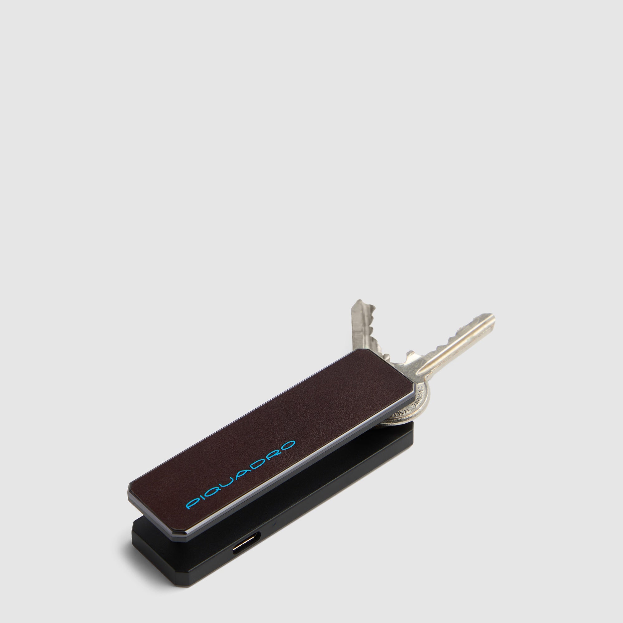 Piquadro Connequ Schlüsselanhänger Leder Blau mit Tracker