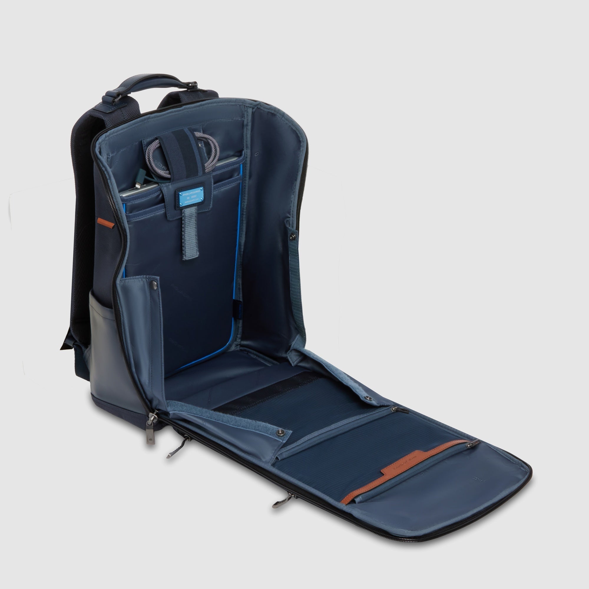 Piquadro Black Square Rucksack 14 Zoll Leder schwarz