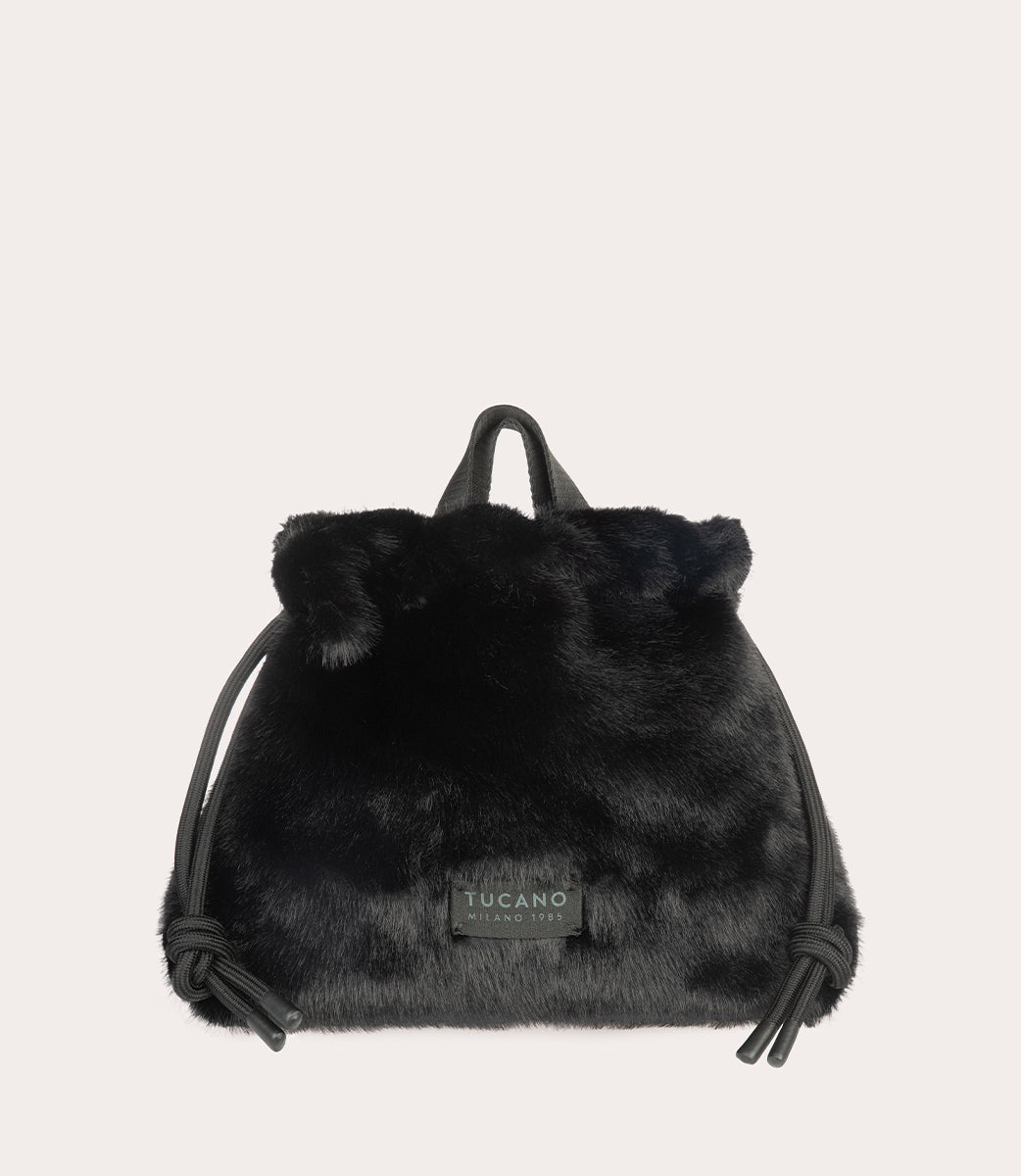Tucano Nina Fur Beautybag Schwarz Plüsch Kordelzug