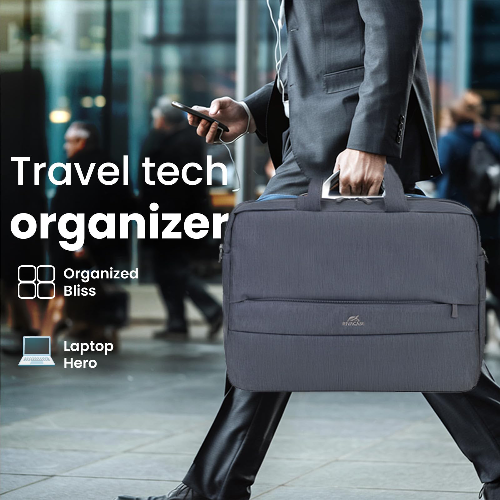 RIVACASE Davos 15,6 Zoll Laptoptasche dunkelgrau