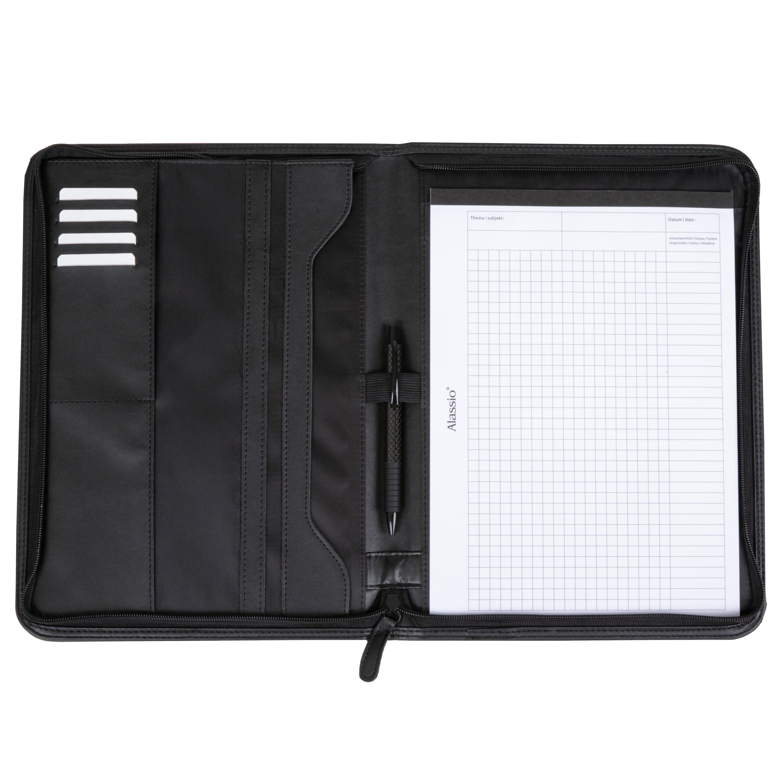 Lightpak Lorenzo Reißverschlussmappe A4 Kunstleder schwarz