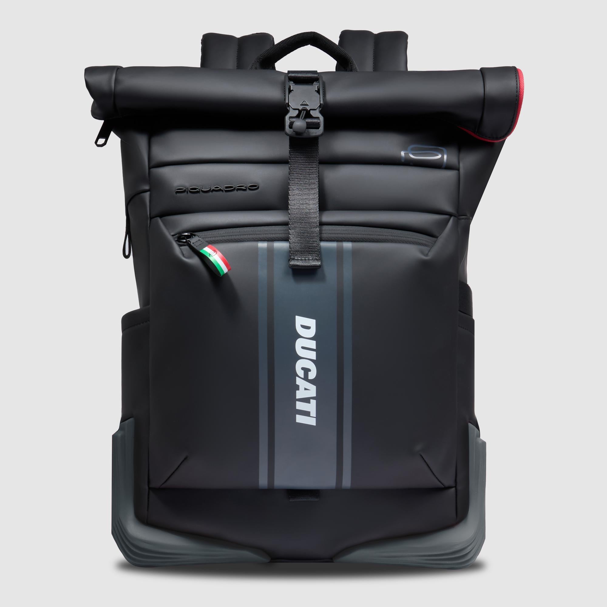 Piquadro x Ducati Rucksack 15,6 Zoll Roll-Top Schwarz