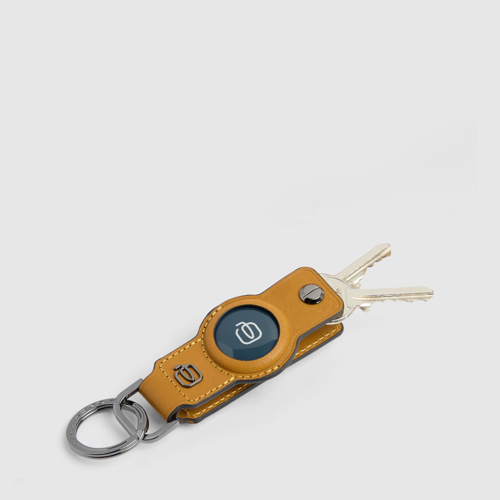 Piquadro Connequ Schlüsselanhänger Leder Schwarz AirTag-Fach