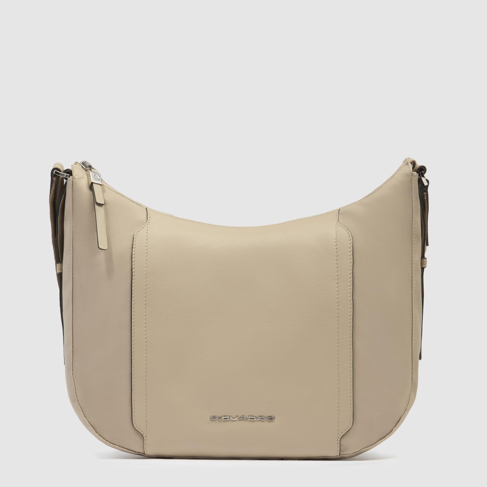 Piquadro Circle Umhängetasche Damen iPad beige RFID Leder