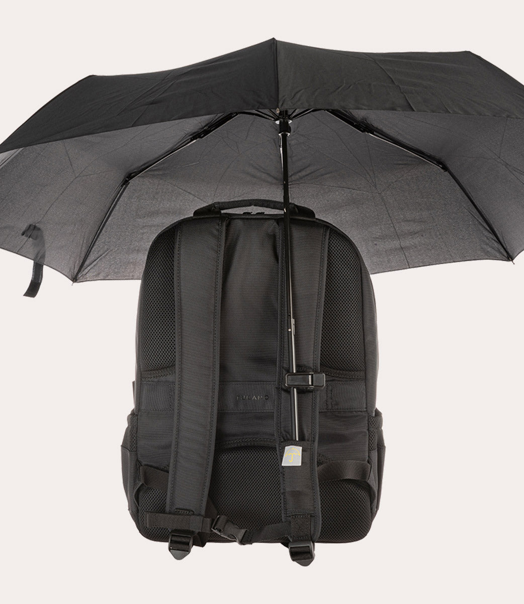 Tucano Zaino Ombrello Rucksack 17 Zoll Schwarz Schirm