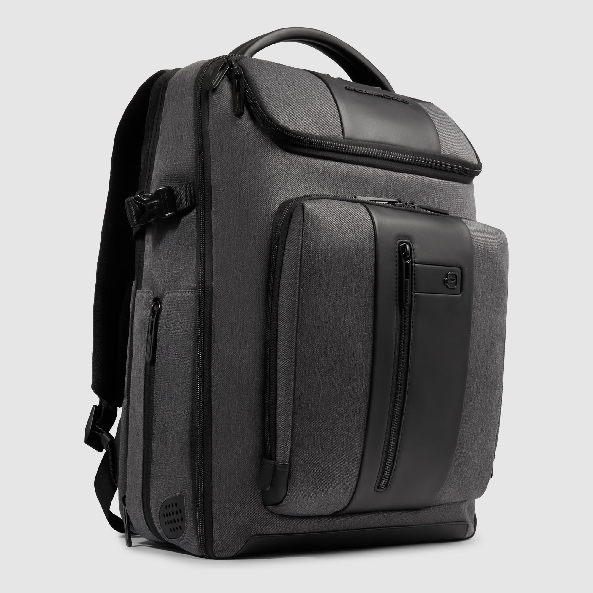 Piquadro Black Square Rucksack 15,6 Zoll schwarz erweiterbar