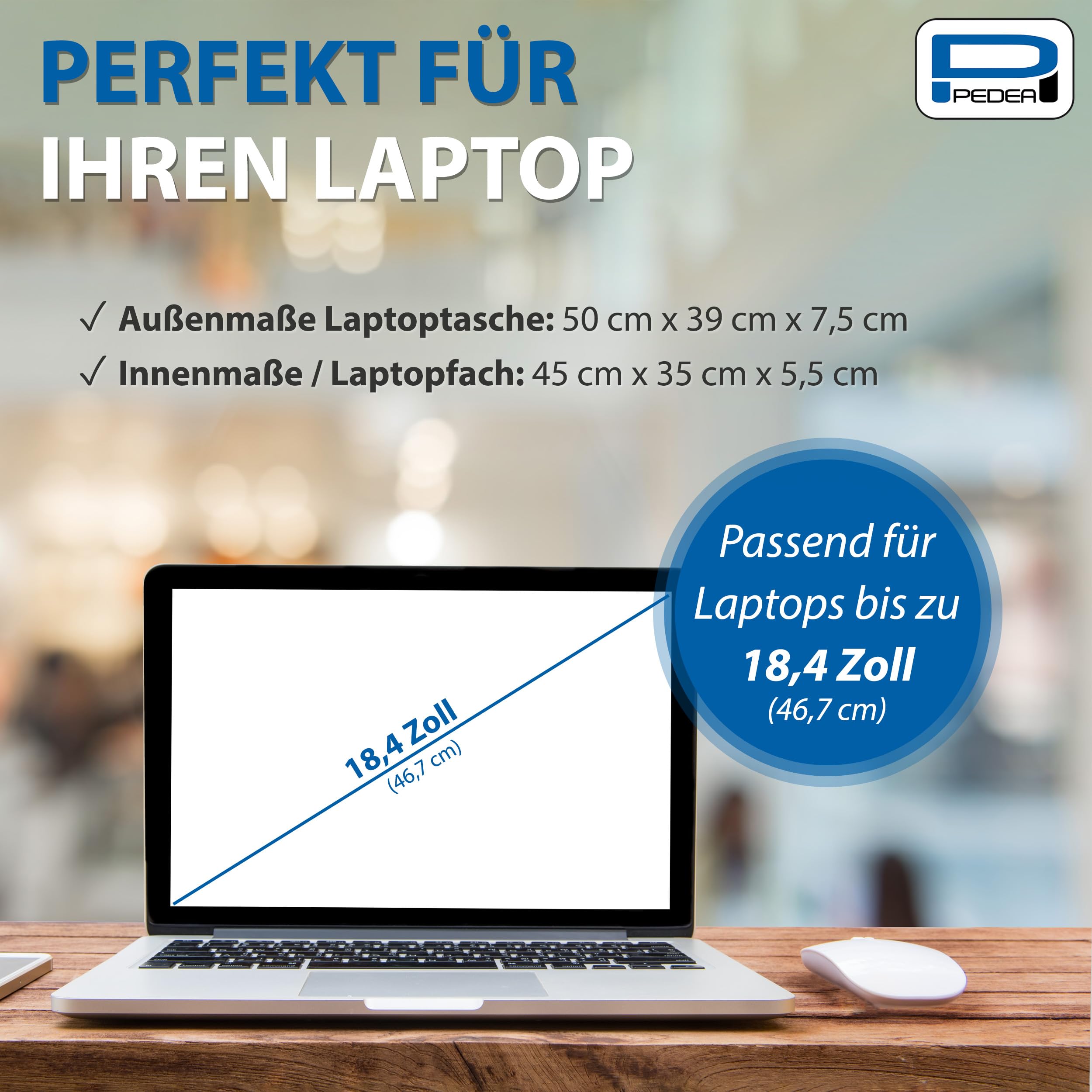 Pedea Trendline Laptoptasche 50x39cm 18,4 Zoll Schwarz