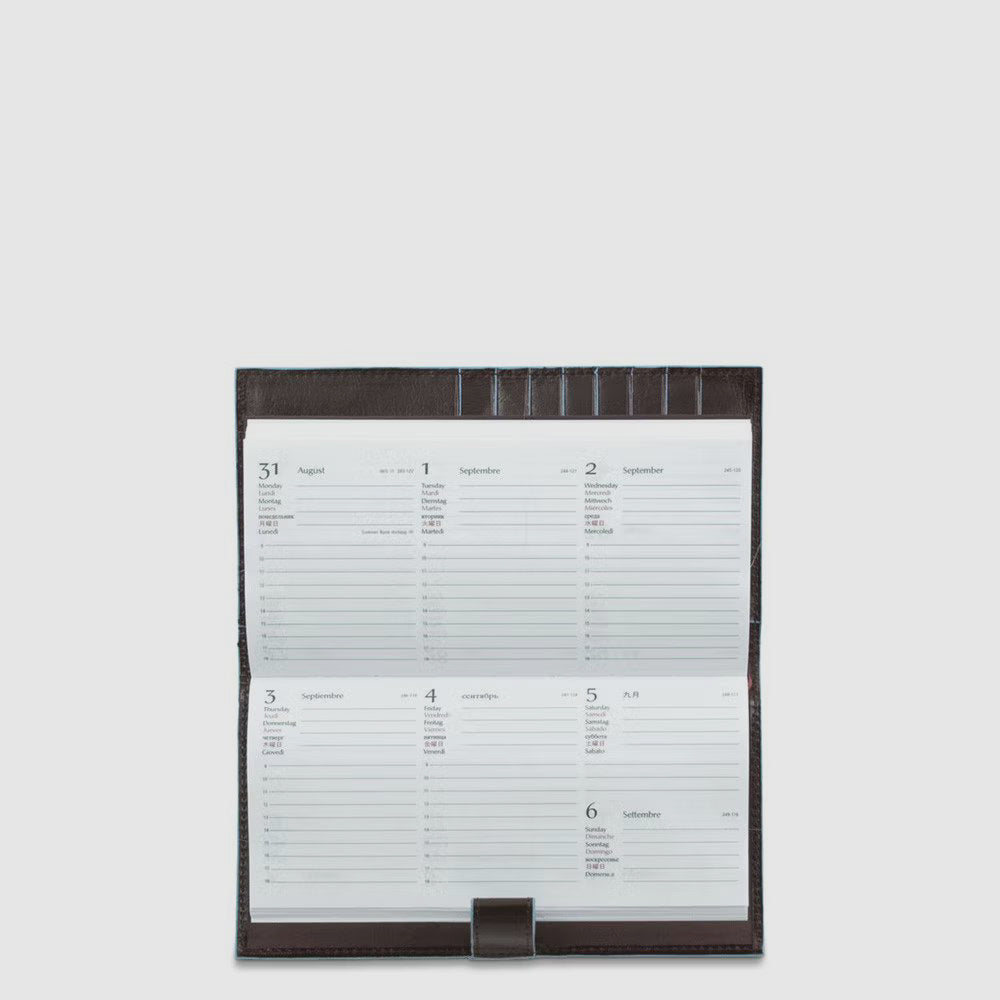 Piquadro Blue Square Agenda Leder Taschenkalender schwarz Stift