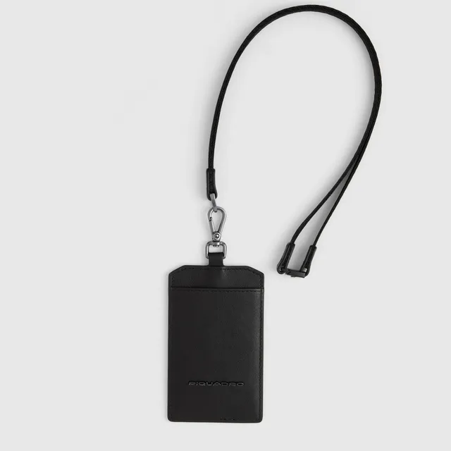 Piquadro Blue Square Ausweishalter Leder schwarz Karabiner