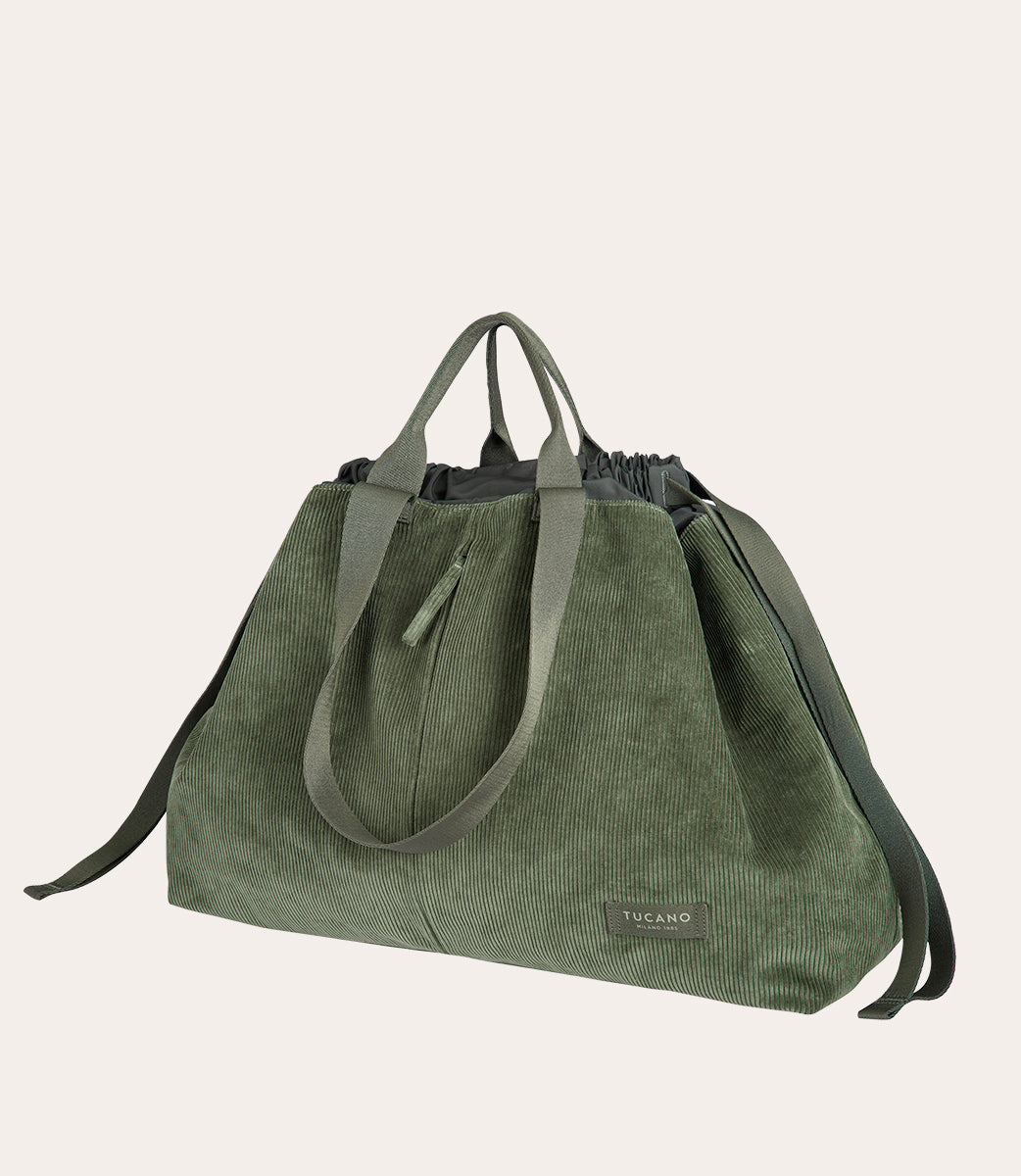 Tucano Carry Corduroy Large Weekender Samt Grün Kordelzug