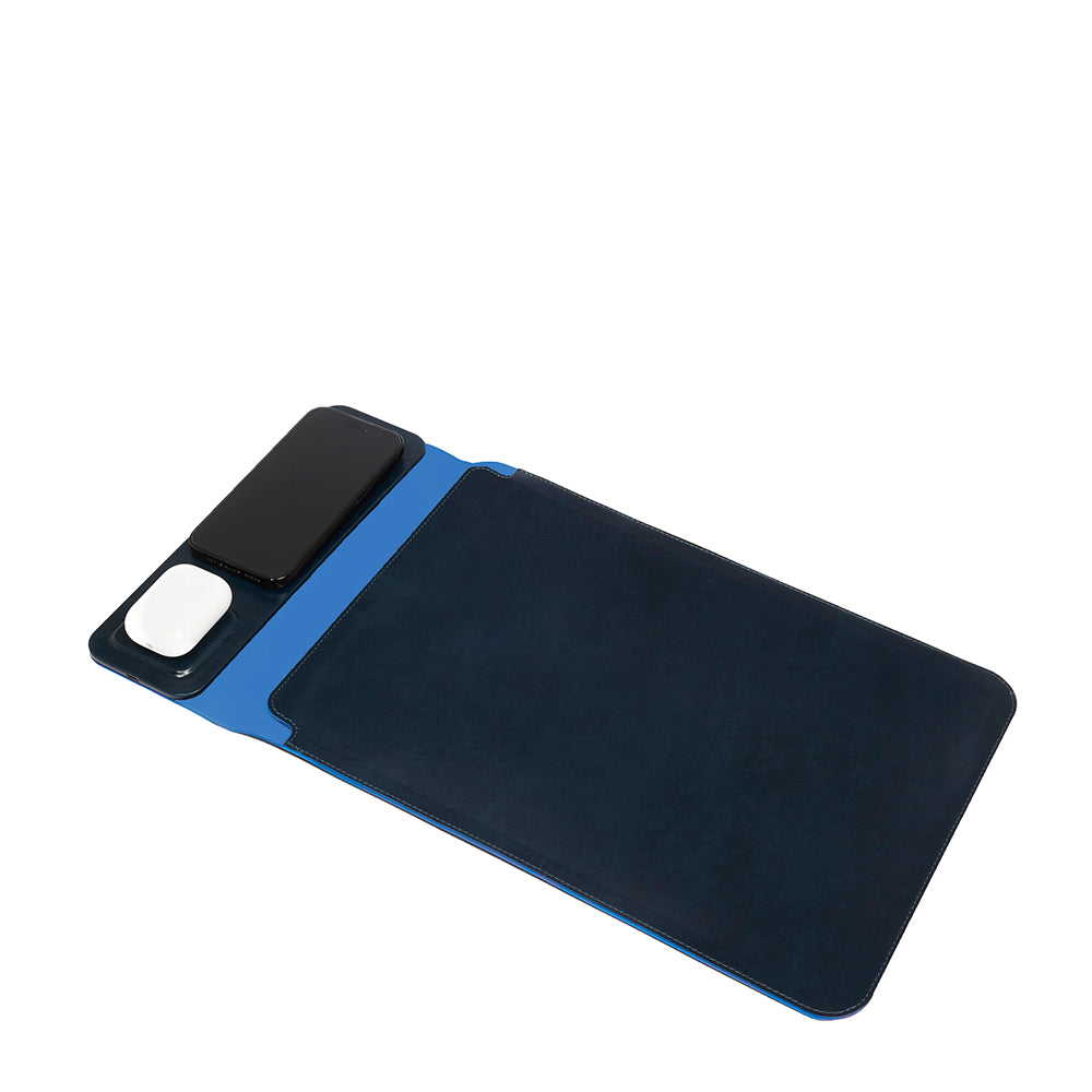 Piquadro BagMotic Laptop Hülle Leder Blau Wireless 15W