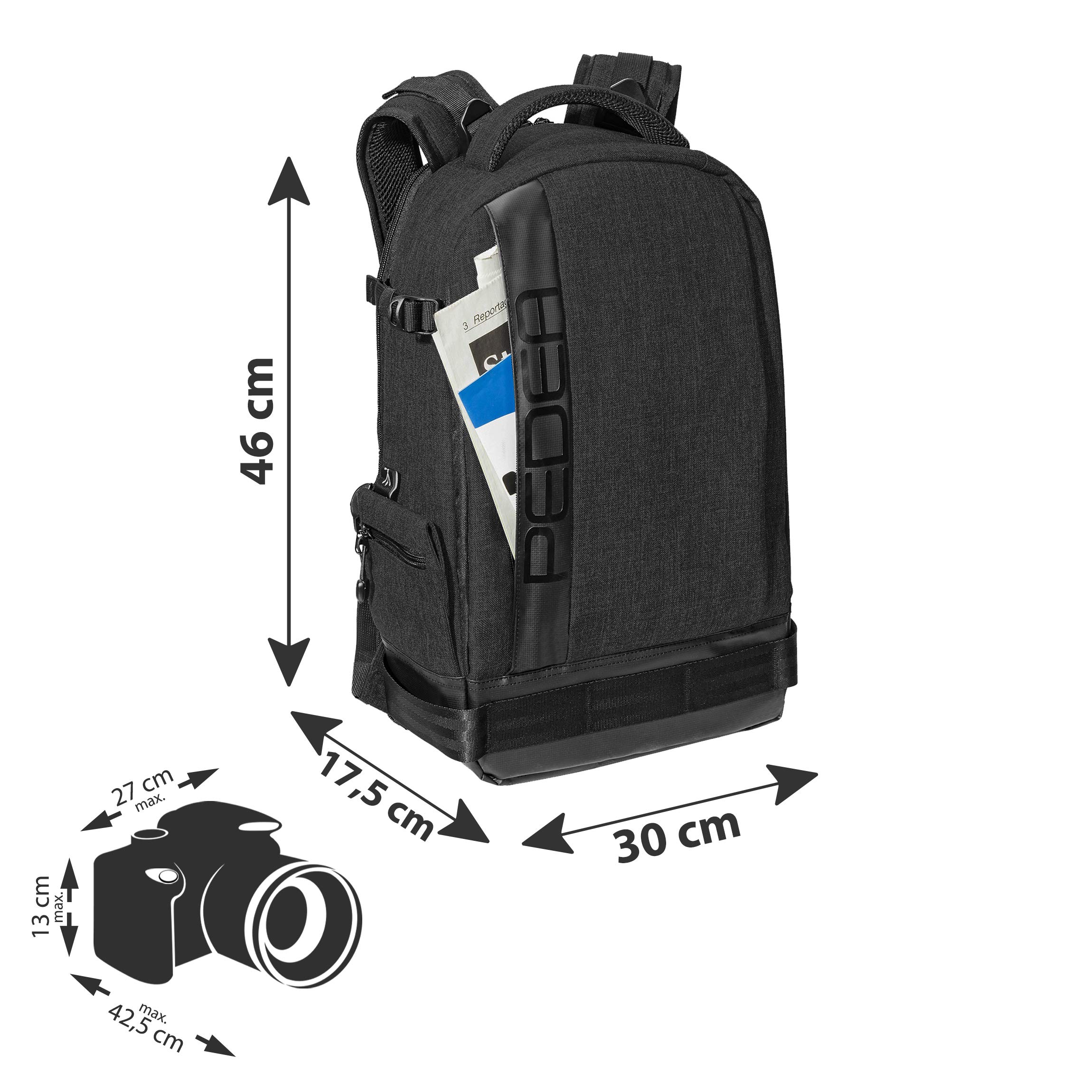 Pedea Fashion Kamerarucksack schwarz Regenschutz