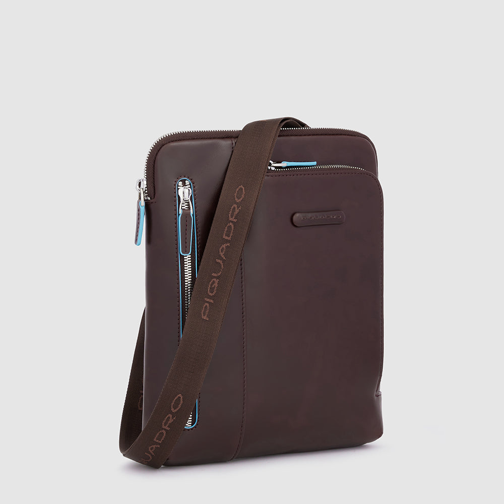 Piquadro Blue Square Borsello iPad Umhängetasche Blau Leder