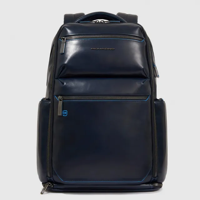 Piquadro Blue Square Rucksack 15,6 Zoll Leder Cognac