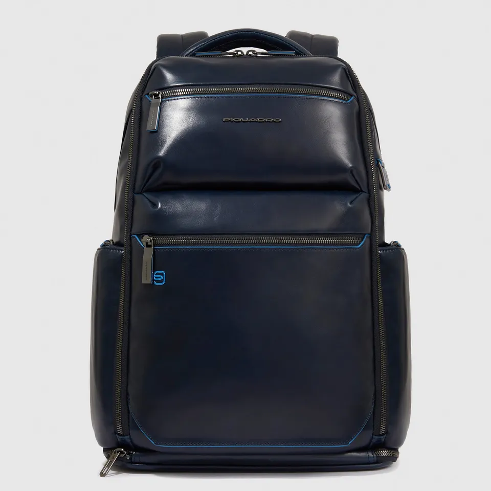 Piquadro Blue Square Rucksack 15,6 Zoll Leder Cognac