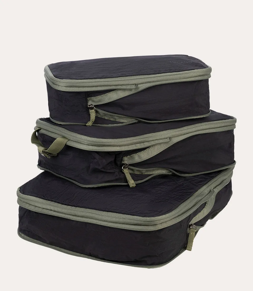 Tucano Pigio Kofferorganizer 3er Set Schwarz Kompression