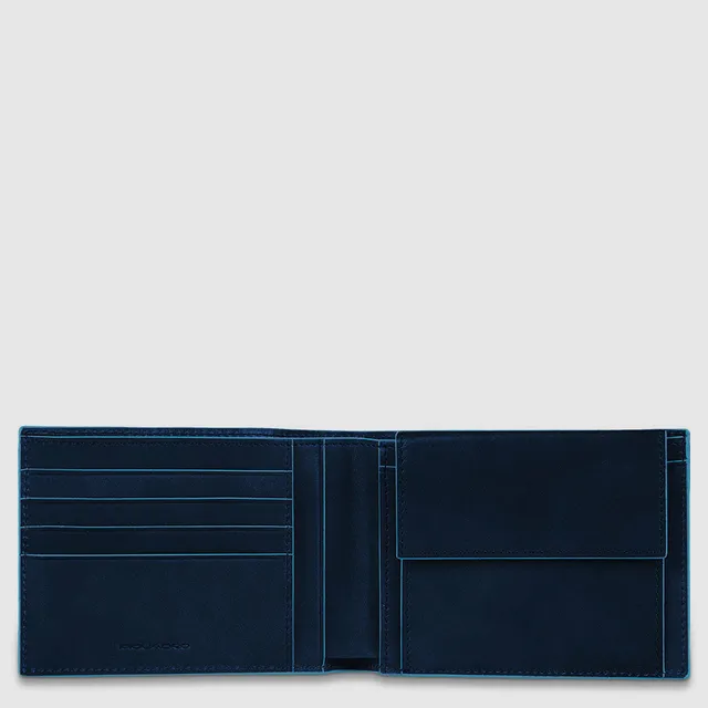 Piquadro Blue Square Geldbörse Herren Leder Blau Münzfach