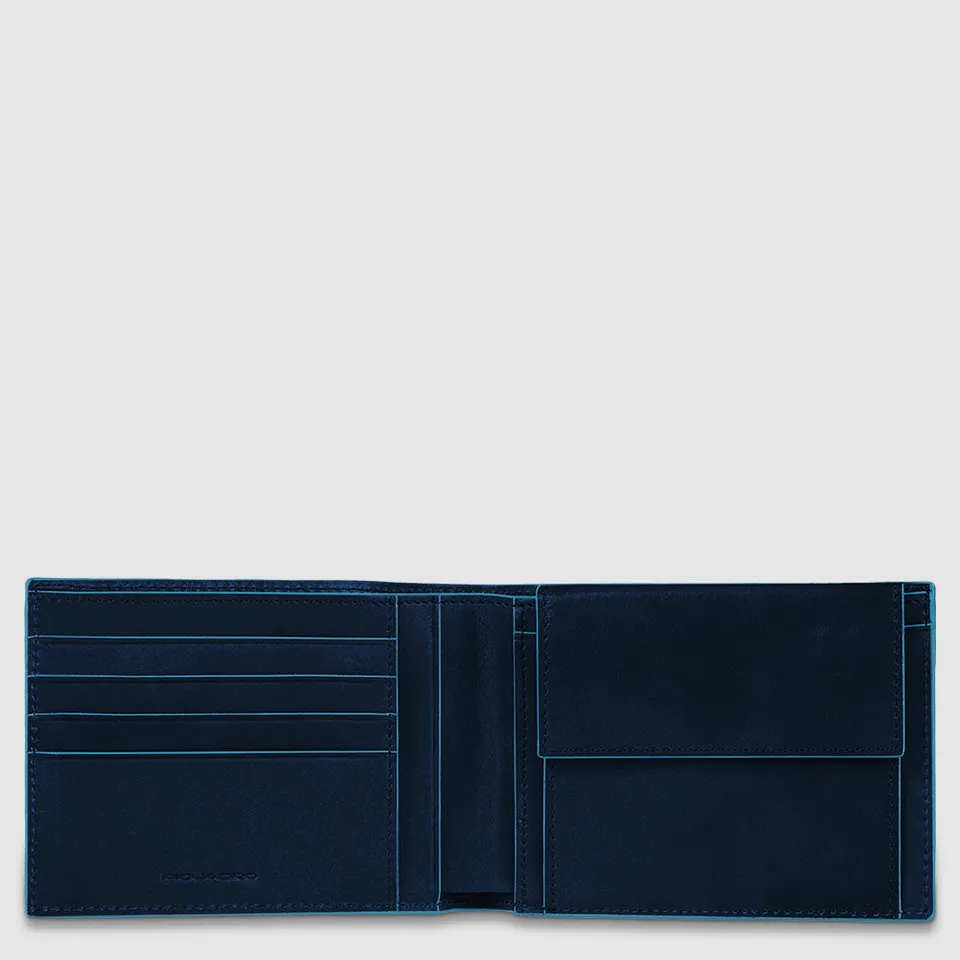 Piquadro Blue Square Geldbörse Herren Leder Blau Münzfach