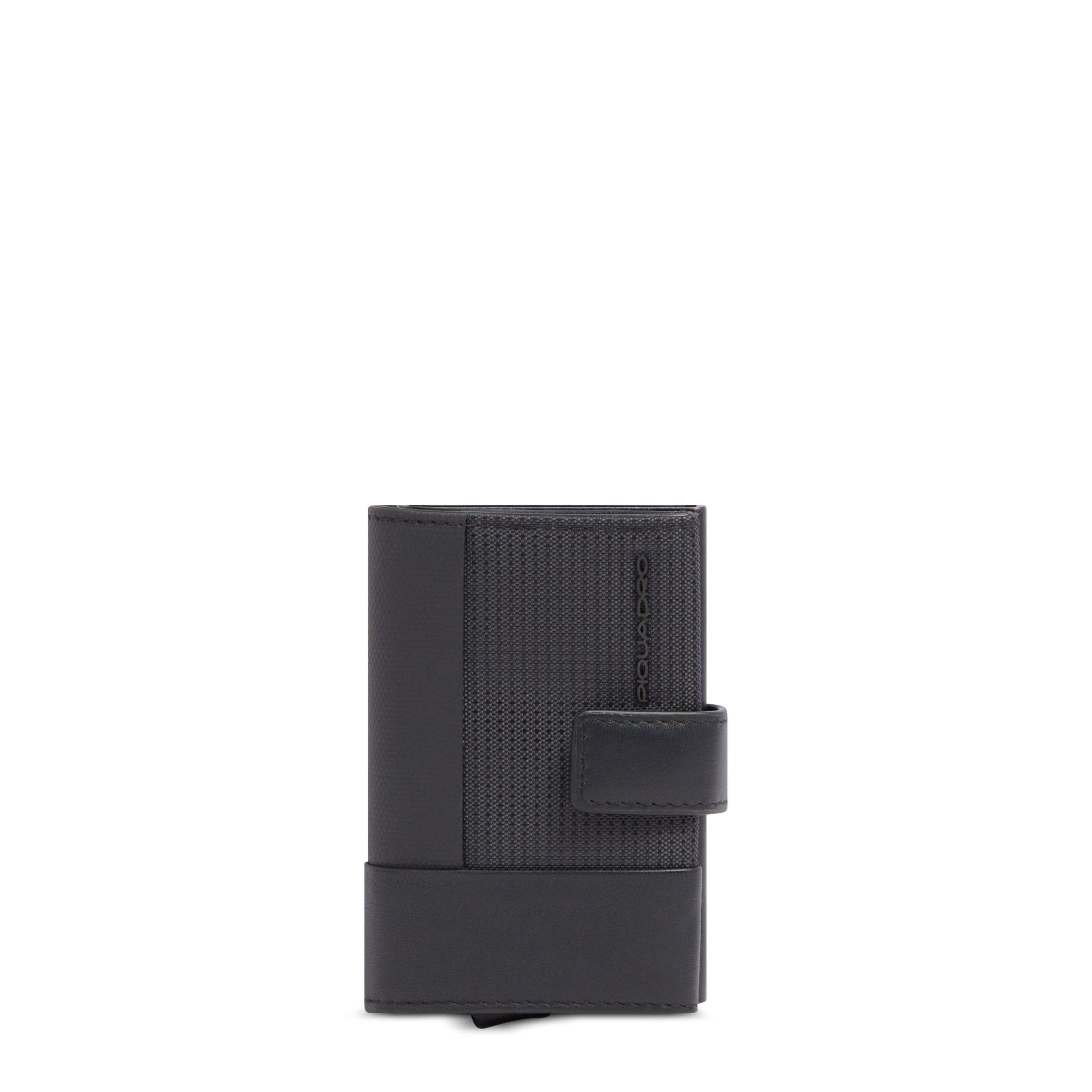 Piquadro Black Square Kartenetui automatisch Schwarz Leder
