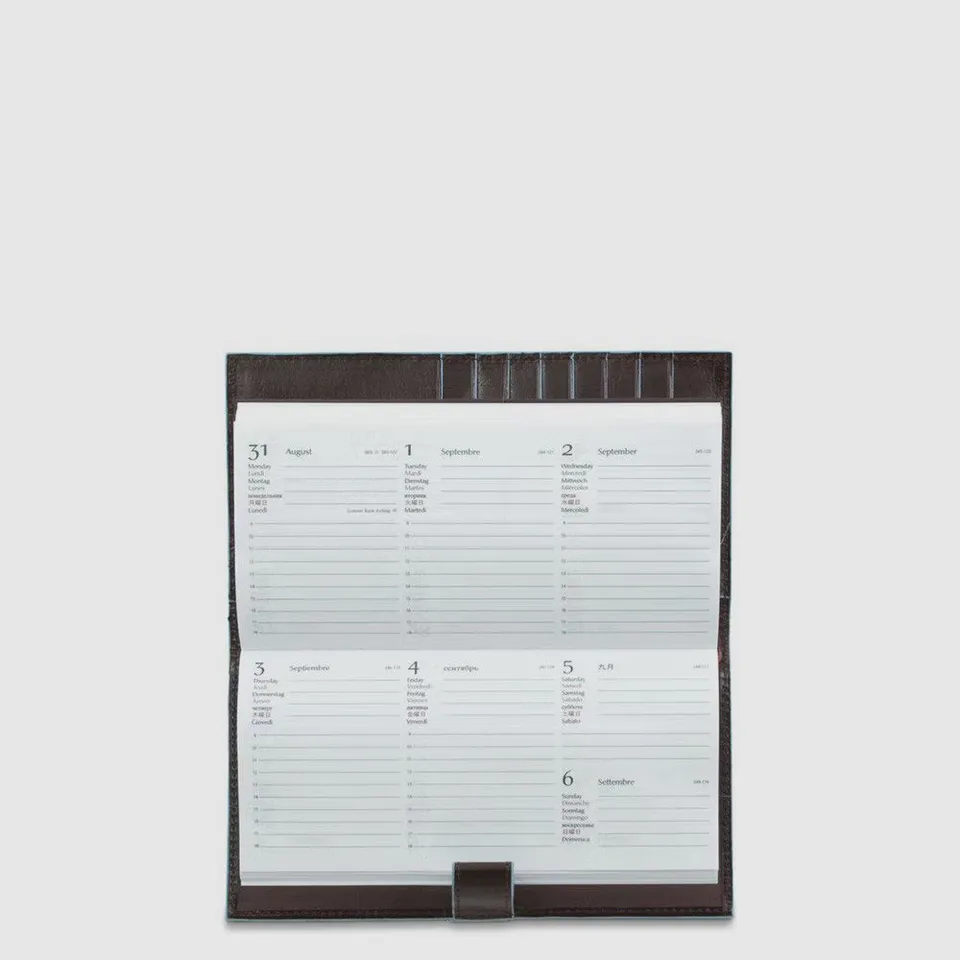 Piquadro Blue Square Agenda Leder Taschenkalender schwarz Stift