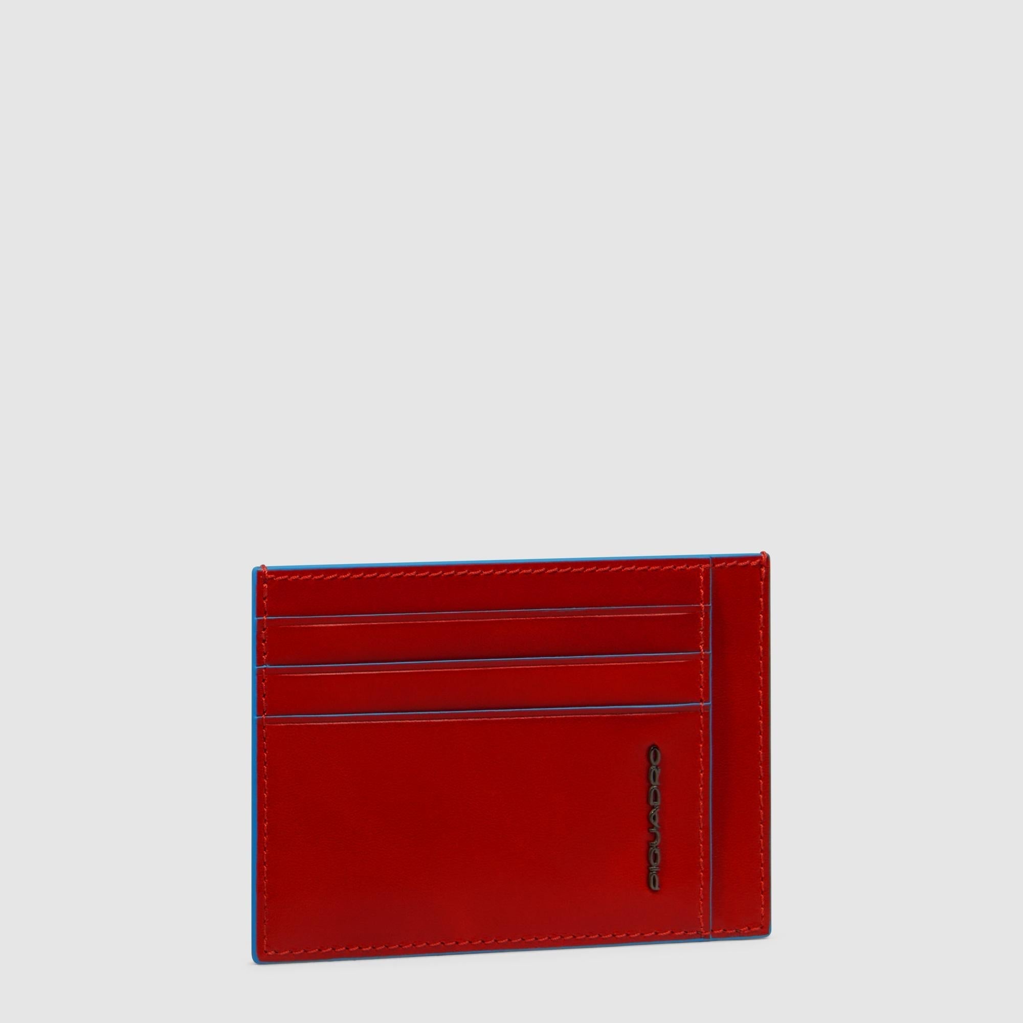 Piquadro Black Square Kartenetui Schwarz Flach Leder RFID