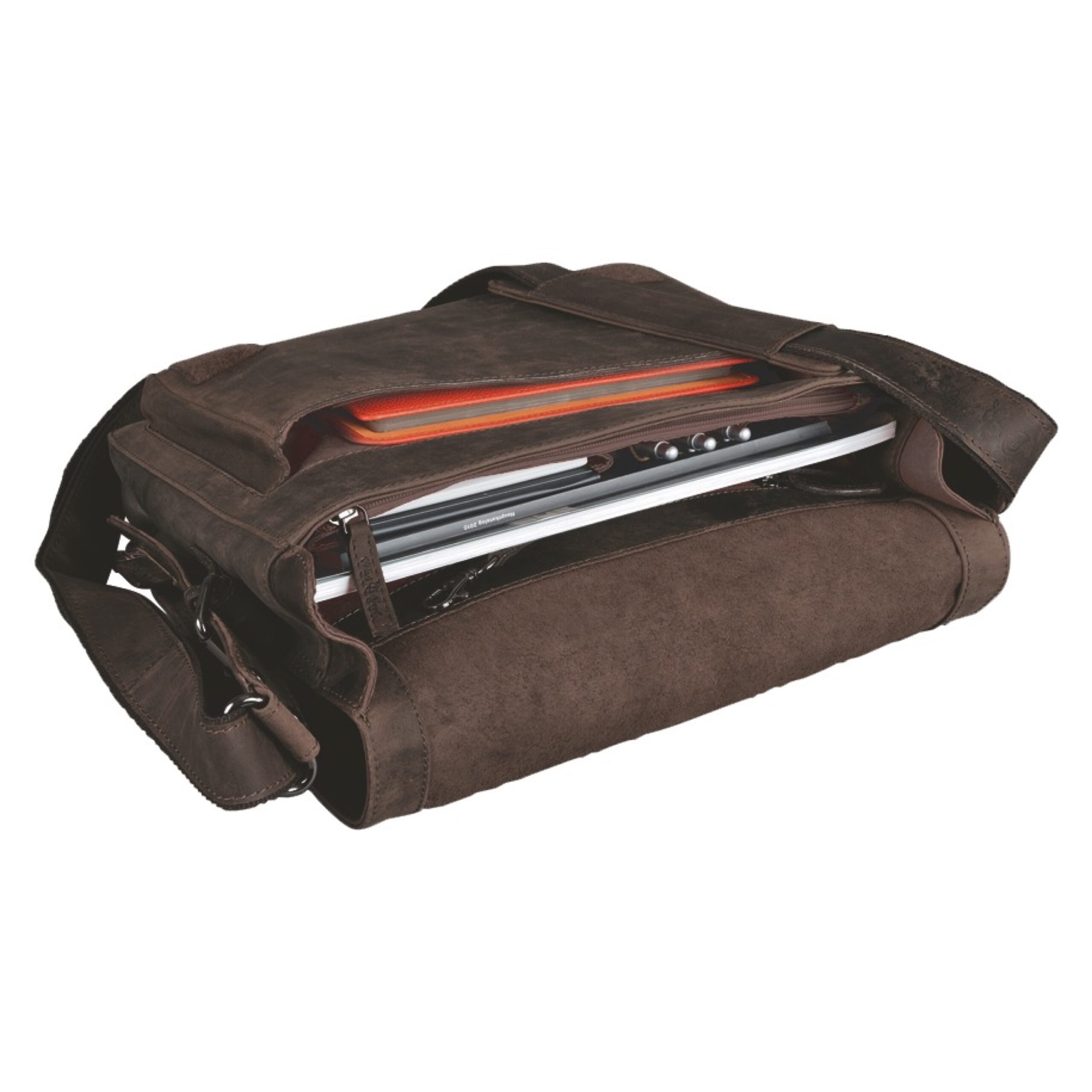 Lightpak Ben Umhängetasche Leder Braun Laptop 37 cm