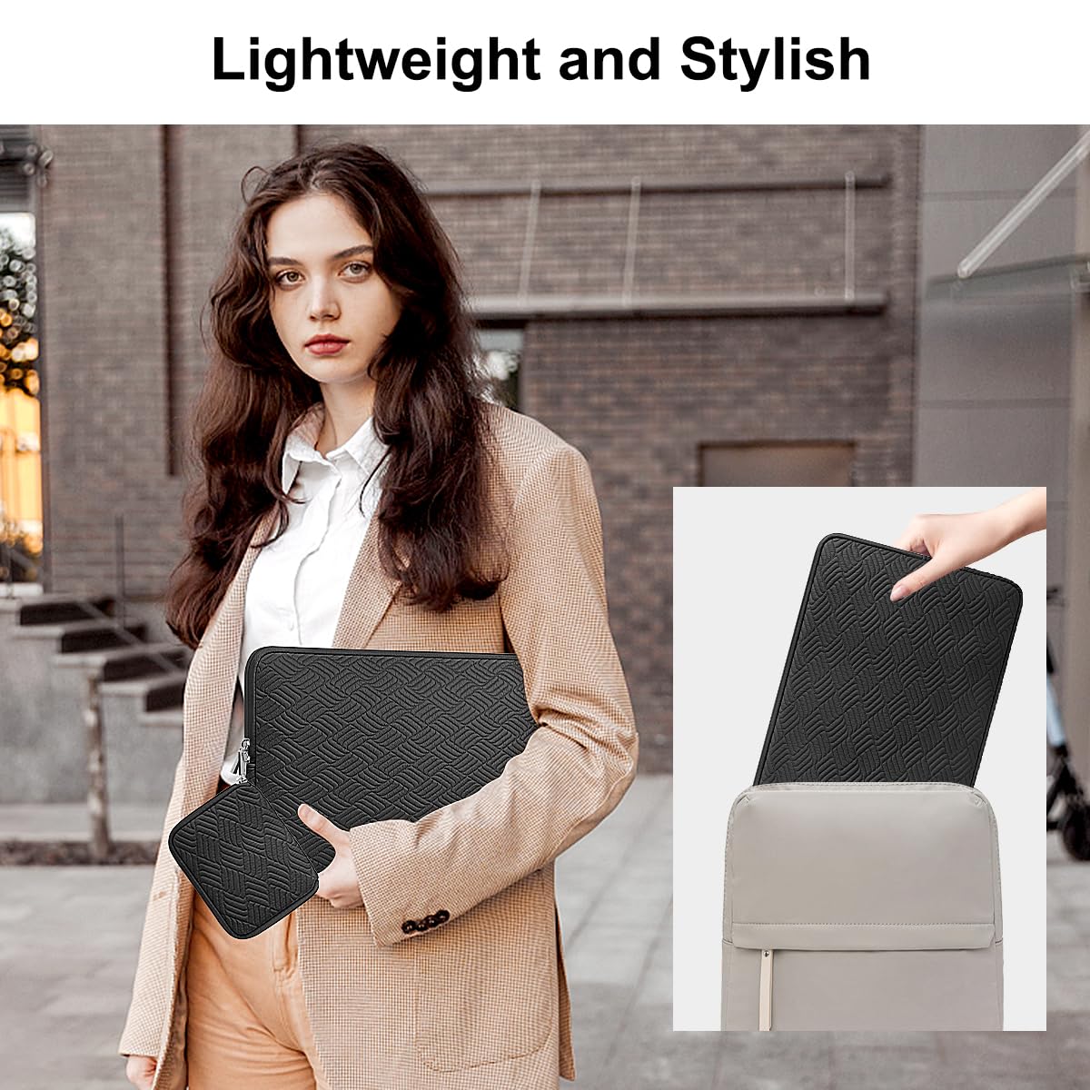 ARVOK Business Laptop Sleeve 13,3 Zoll Schwarz wasserabweisend