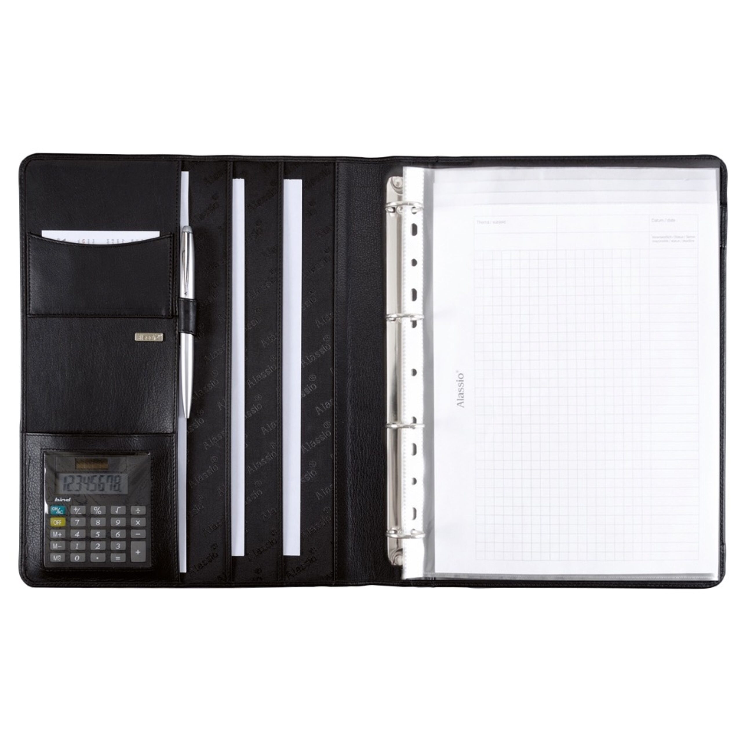 Lightpak Cremona II A4 Ringbuchmappe Schwarz Nappaleder