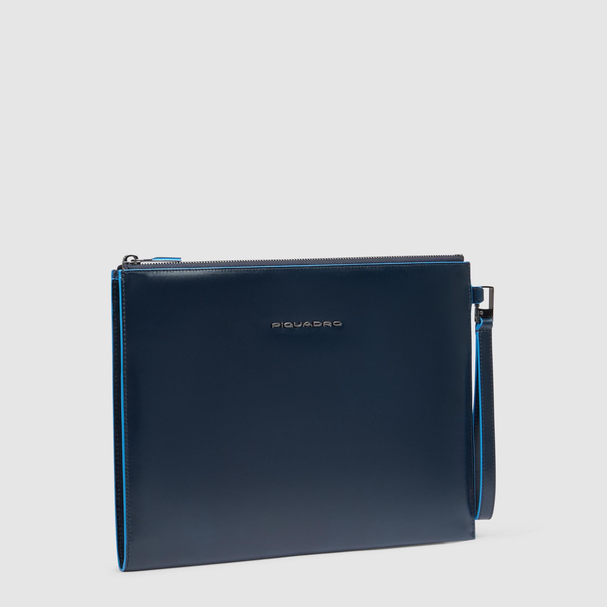 Piquadro Black Square Pochette Leder 11 Zoll Schwarz