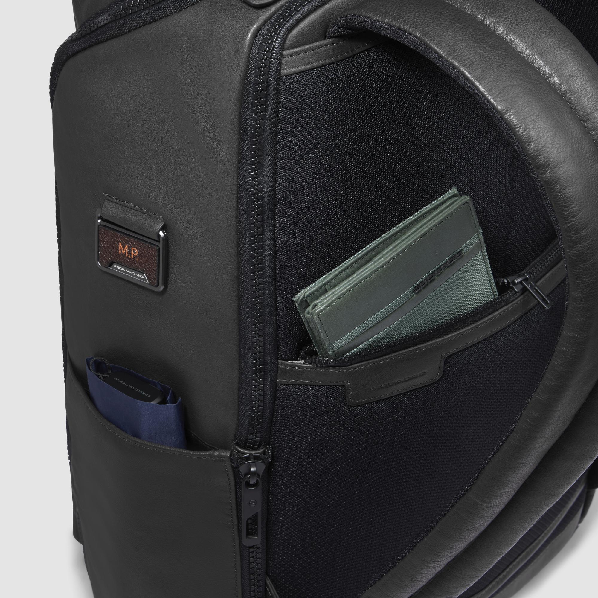 Piquadro Black Square Rucksack Leder Schwarz 15,6 Zoll