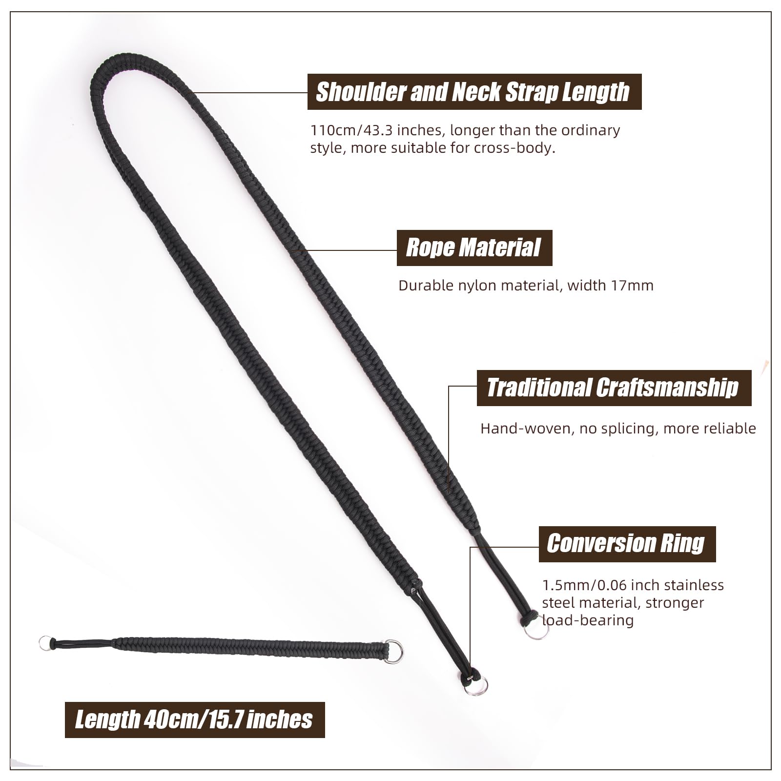 Arvok Travel Accessories Kletterseil-Kameragurt 110 cm schwarz
