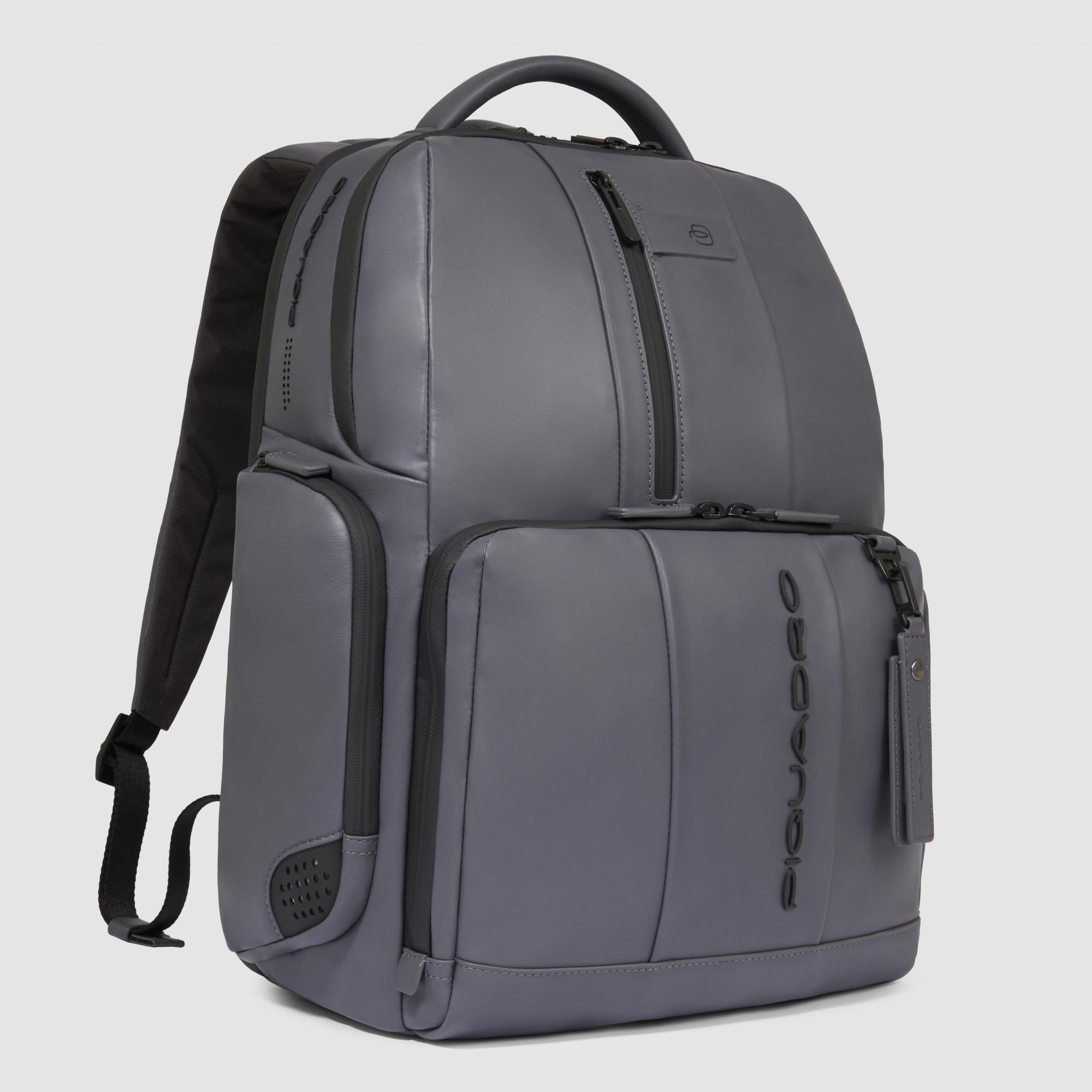 Piquadro Rover Rucksack 15,6 Zoll Leder fast-check schwarz